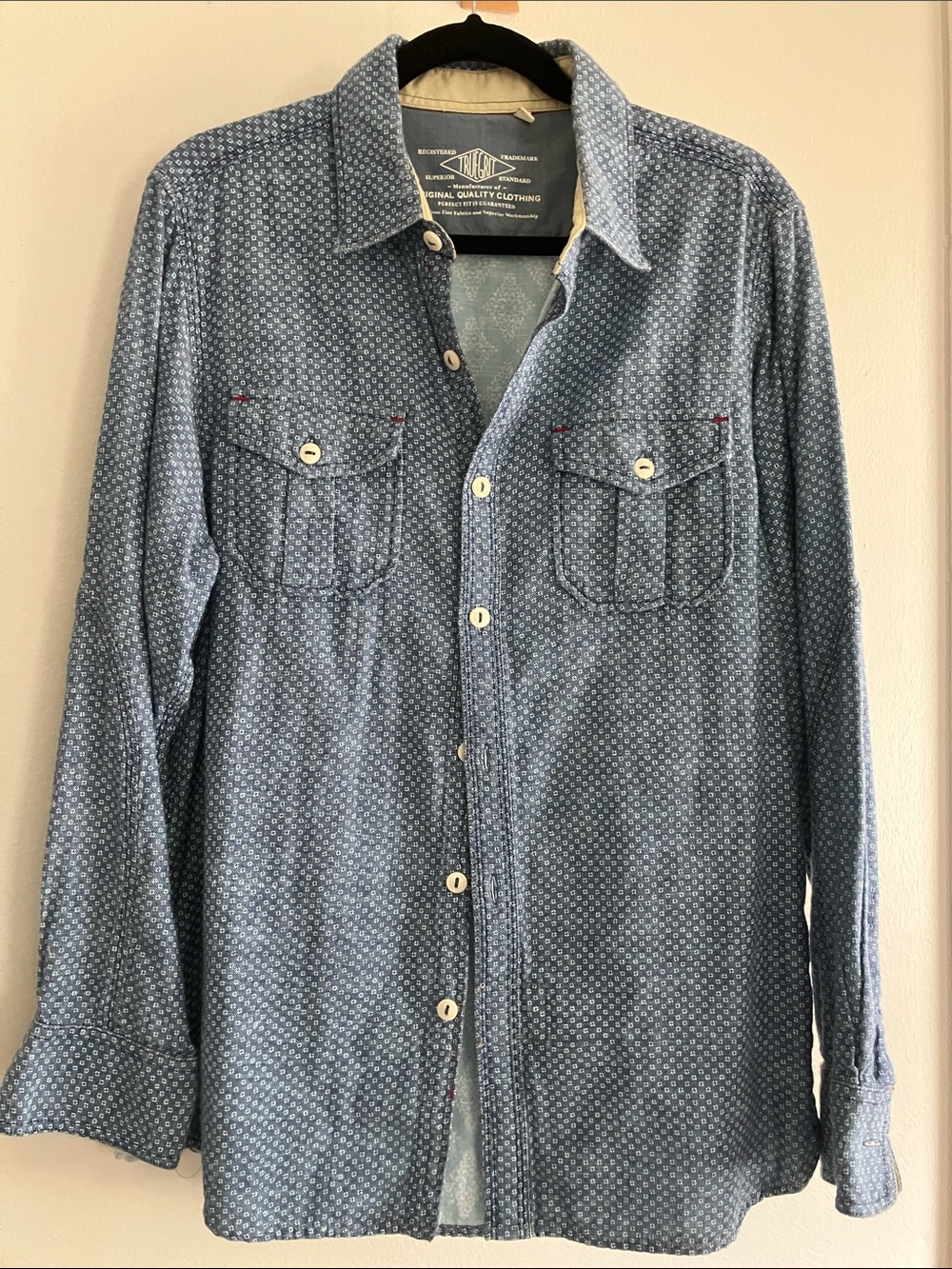 True Grit Daybreak Indigo Shirt M Blue Cotton Superior Standard Chambray